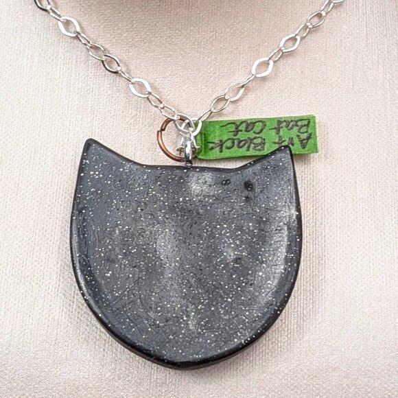 Artisan Polymer Clay- Large Detailed Sugar Skull Cat/Day of the Dead Pendant - Picture 3 of 4